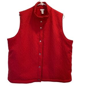 Chico’s Weekends Red Quilted Vest with Snap Buttons - 16